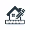 DALL·E 2024-05-22 16.16.48 - A simple icon on a white background representing 'Design Flexibility'. The icon should include a house with a pencil or ruler symbol to indicate custo