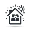 DALL·E 2024-05-22 16.18.28 - A simple icon on a white background representing 'Energy Efficiency'. The icon should include a house with a solar panel and a lightning bolt symbol t